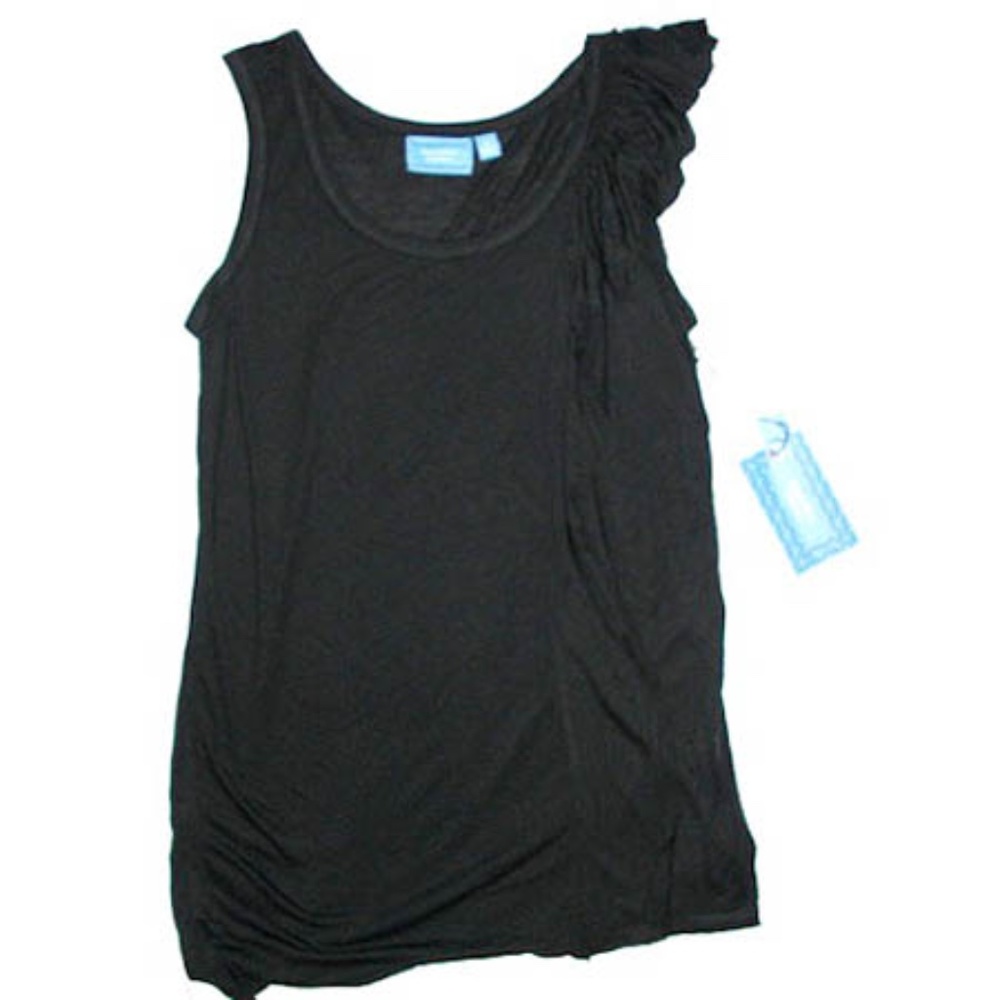 NWT Women's Simply Vera Vera Wang Black Sleeveless Top w/Ruffles Size MEDIUM